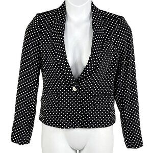 Tommy Hilfiger NEW Womens 4 Polka Dot Black White Logo Pin Blazer Career Wear